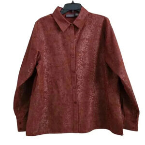 Relativity Faux Suede Women Boho Blouse Brown Size Large #193